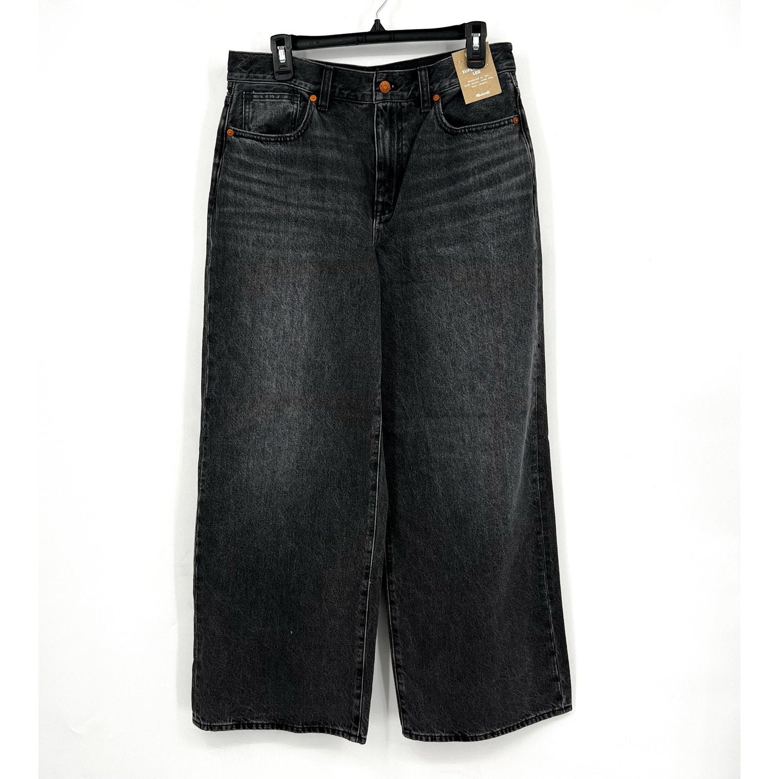 MADEWELL Women's Superwide-Leg Jeans Size 29 US 8 Black Kingswood Wash NR481 NWT