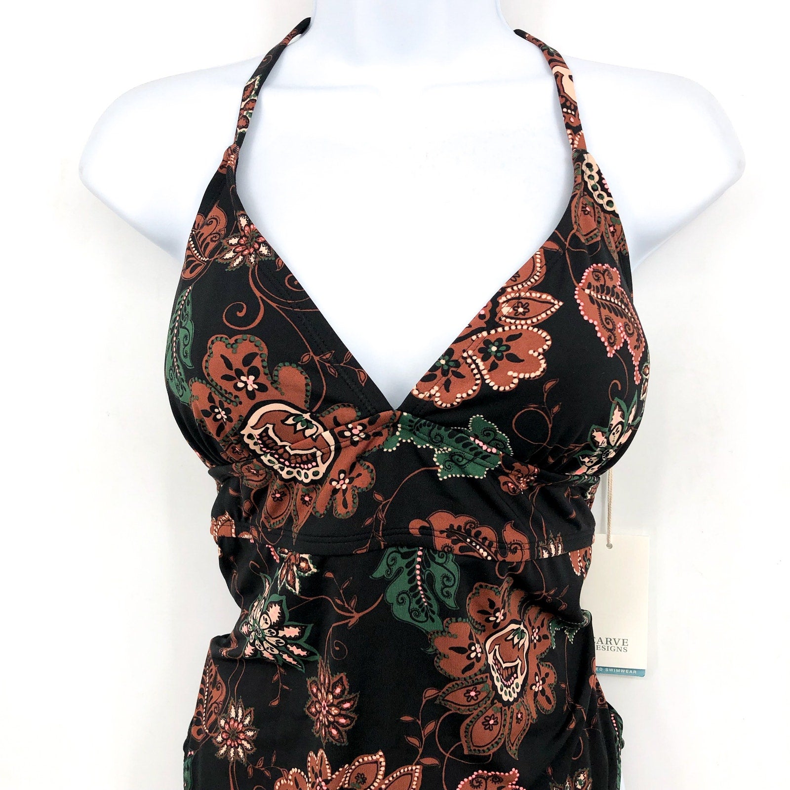 CARVE DESIGN Dahlia One Piece Swimsuit XL Black Taj Print Criss-Cross NWT