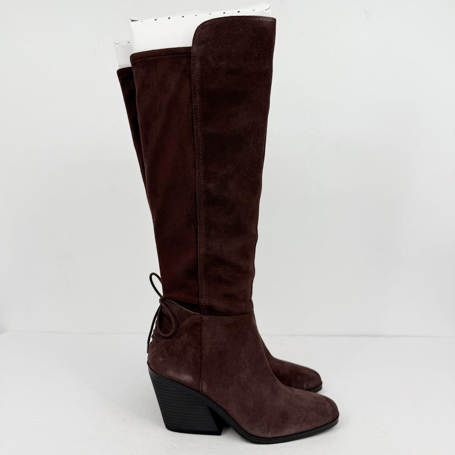 Lucky Brand Womens Mekinna Heeled Knee High Boots US 8.5 Dark Brown Suede NIB