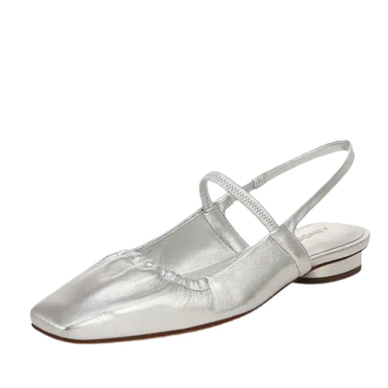 VINCE. Womens Venice Flats US 9.5  EU 40.5 Warm Silver Leather Slip On NIB