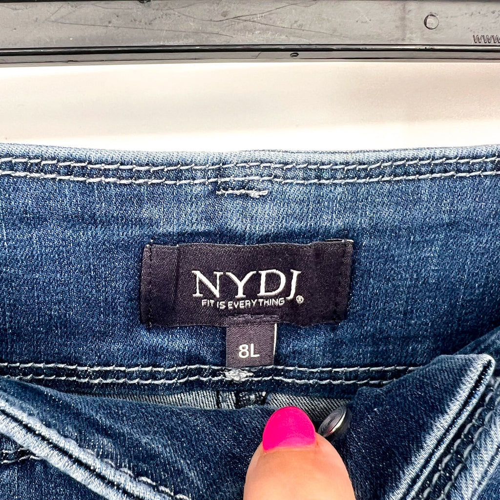 NYDJ Womens Cool Embrace Major Wide Leg Capri Jeans Size 8L Compass Blue NWT