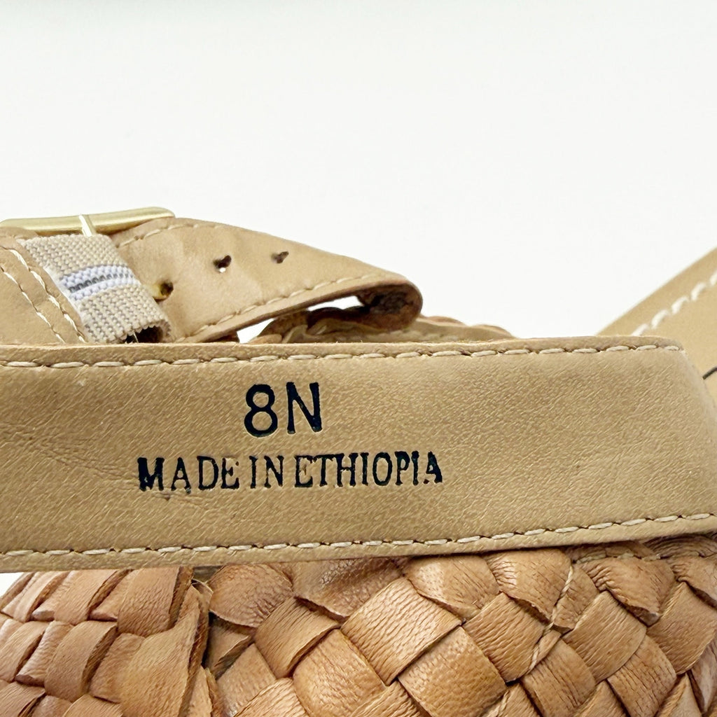 Vaneli Womens Tagus Sandals US 8 Narrow Camel Brown Burnished Woven Leather NIB