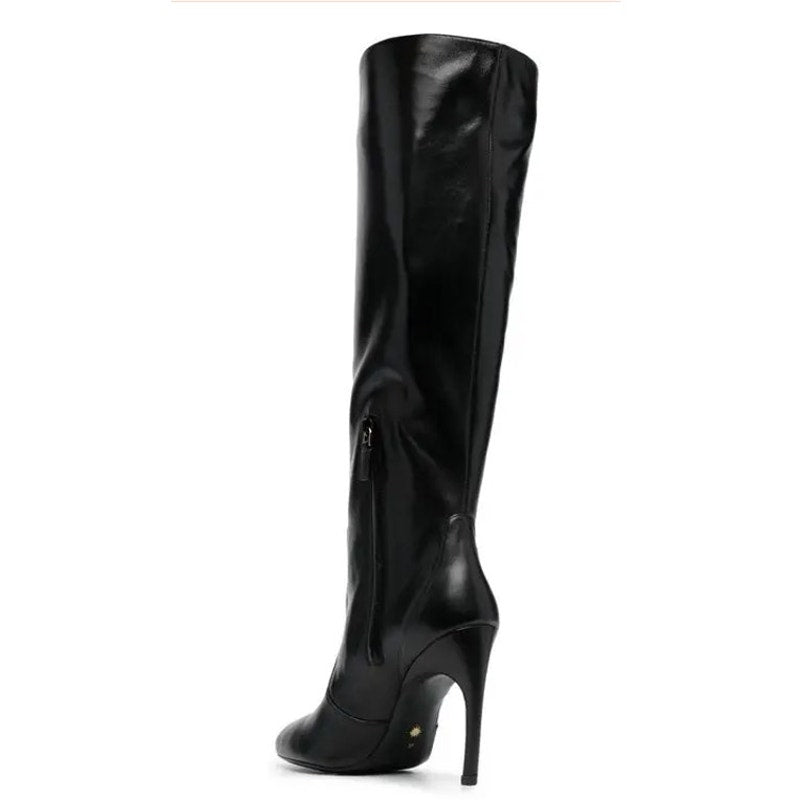 Stuart Weitzman Womens Luxecurve 100 Slouch Boots US 9B Black Leather NWOB