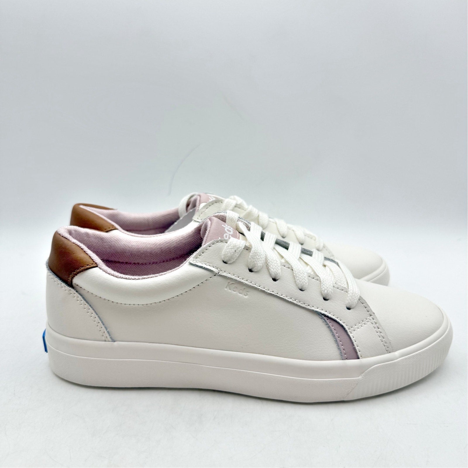 Keds Womens Pursuit Casual Court Sneakers Size 7 M White Leather NIB