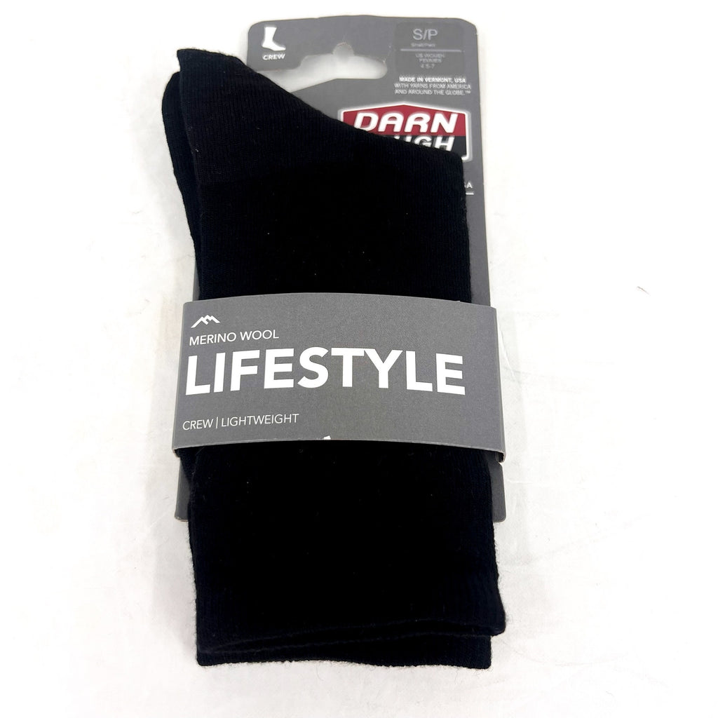 DARN TOUGH Women's Small 4.5-7 Black Solid Basic Crew Lightweight Sock NWT