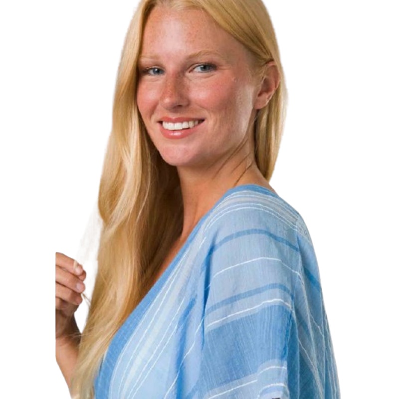 PRANA Women's Marina Bay Tunic Cover Up XL Blue Clear Sky Cotton Dress NWT