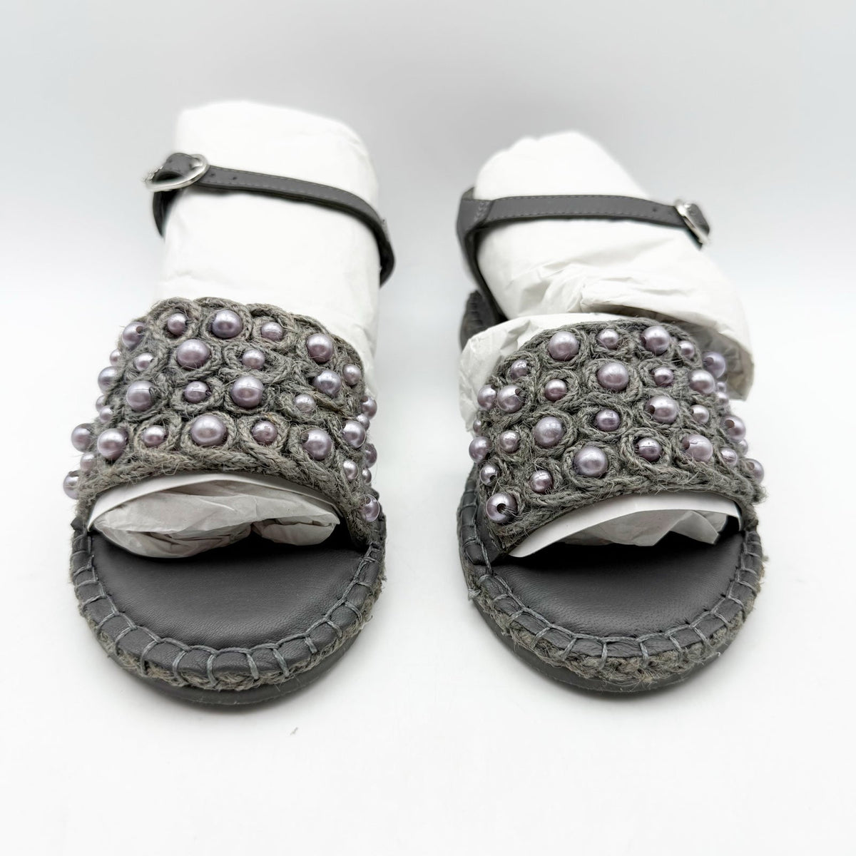Sam Edelman Kids Holly Sandals Size 1 M EU 32 Mockingbird Grey Linen NIB