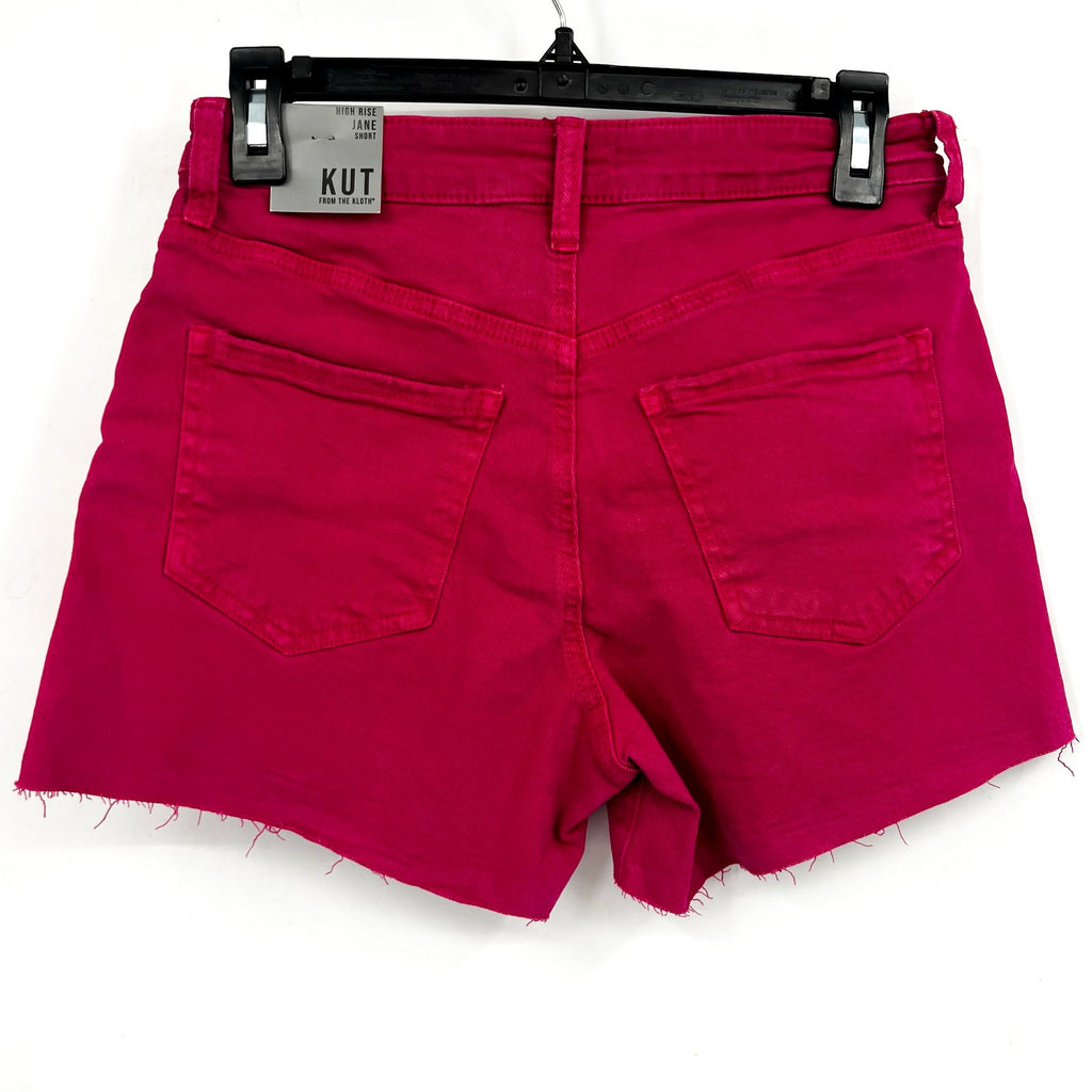 KUT FROM THE KLOTH Womens Jane High Rise Shorts Size 00 Pink Fuchsia Raw Hem NWT
