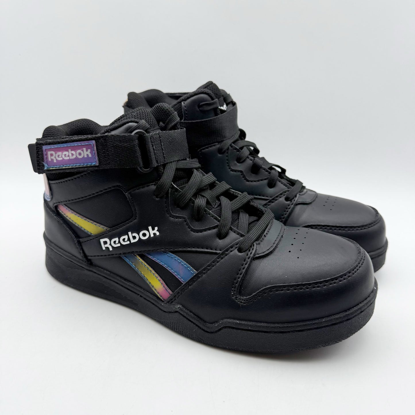 Reebok Womens High Top Work Sneakers 7 WIDE Black Hologram Comp Toe EH SR