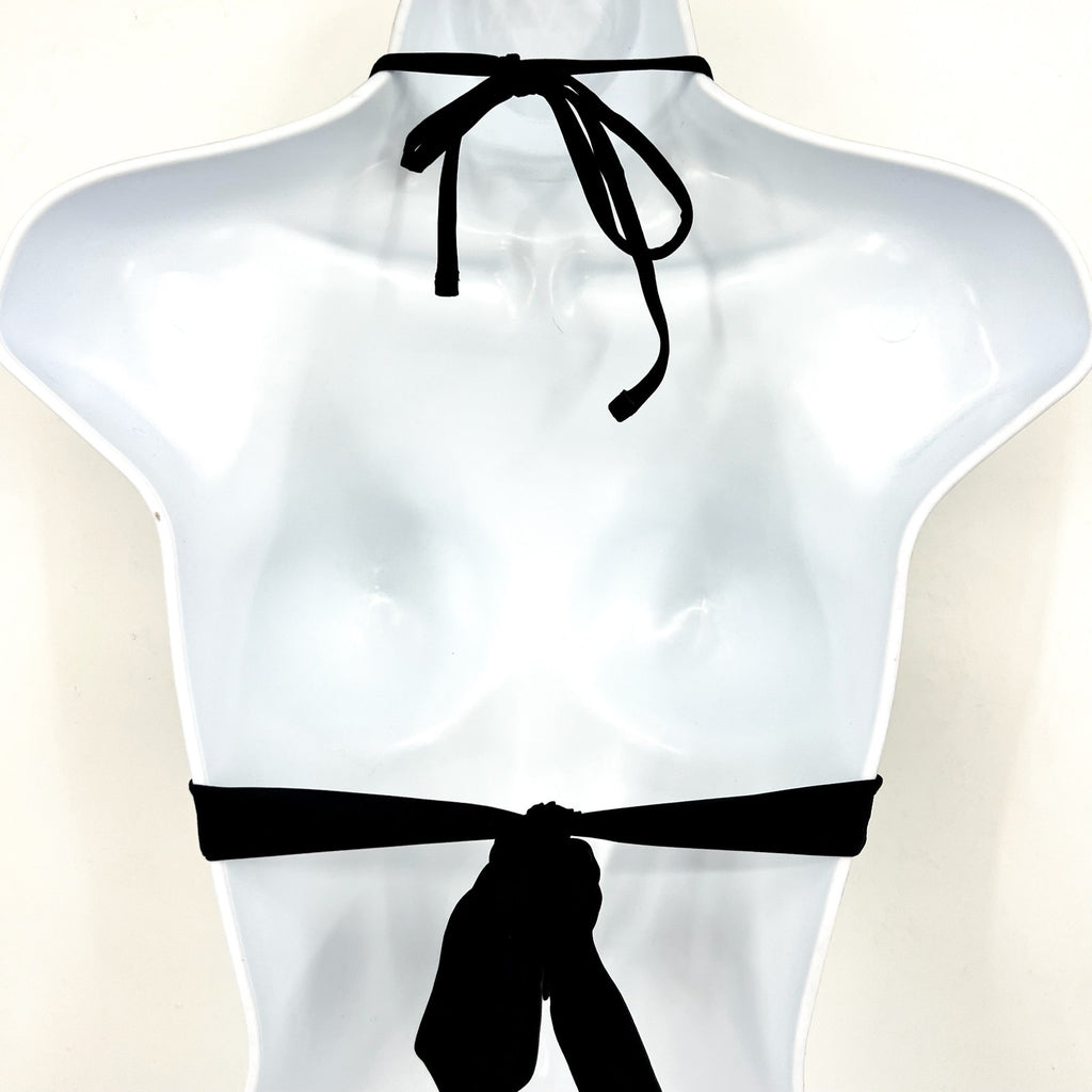 BECCA Women's Marble Canyon Ring Halter Bikini Top Small Black Adjustable NWT
