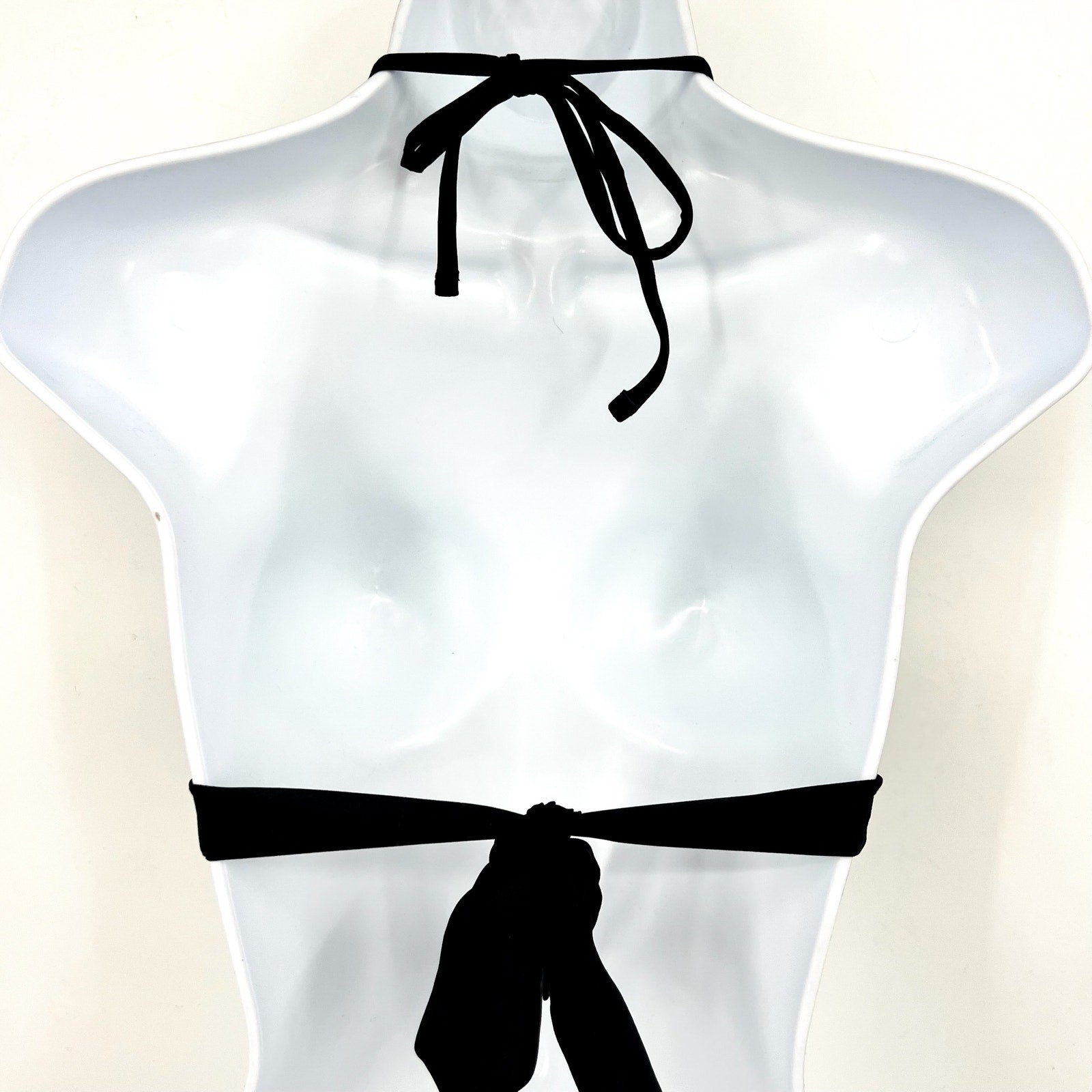 BECCA Women's Marble Canyon Ring Halter Bikini Top Small Black Adjustable NWT