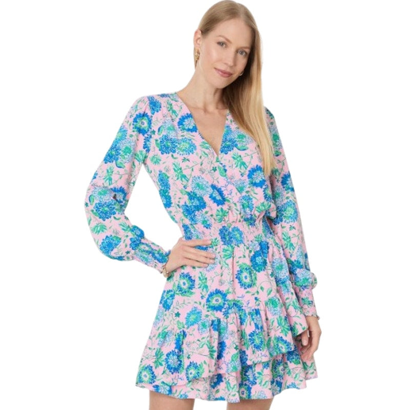 LILLY PULITZER Cristiana Fit and Flare Dress Size 2 Conch Shell Pink Blue NWT