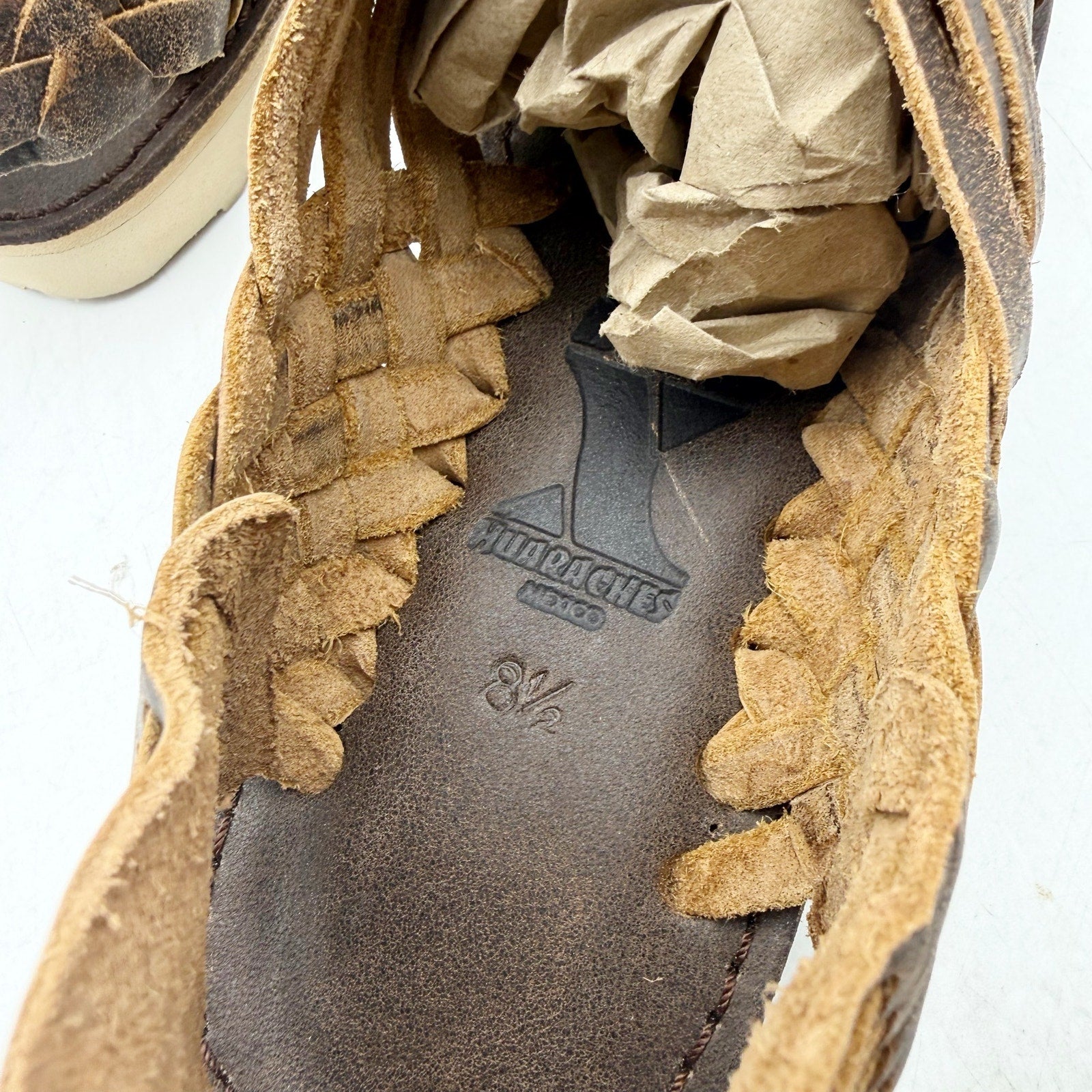 Brand X Womens Huarache Sandals US 8.5 Dark Brown Leather Woven NWOB