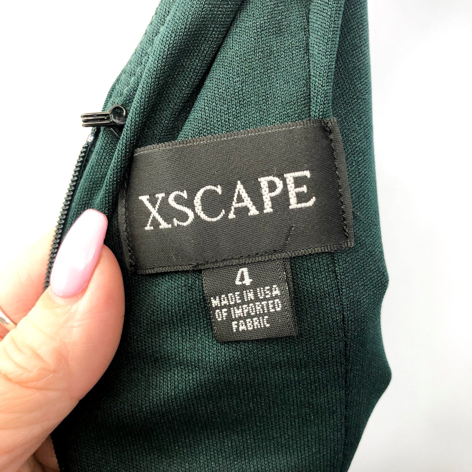 XSCAPE Women's Ruffle Front Gown Dress Size 4 Pine Green Long Dress NWT
