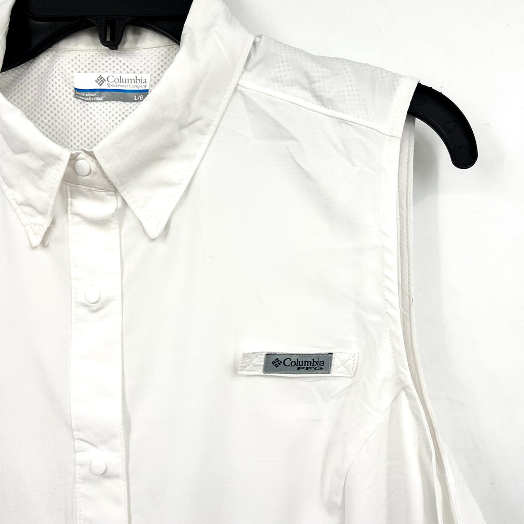 COLUMBIA Women's PFG Tamiami Shirt Large White Sleeveless Omni Shade NWT