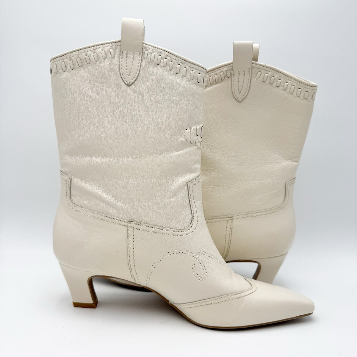 Dolce Vita Womens Tavla Short Western Boots Size 8.5 M Off White Leather NWOB