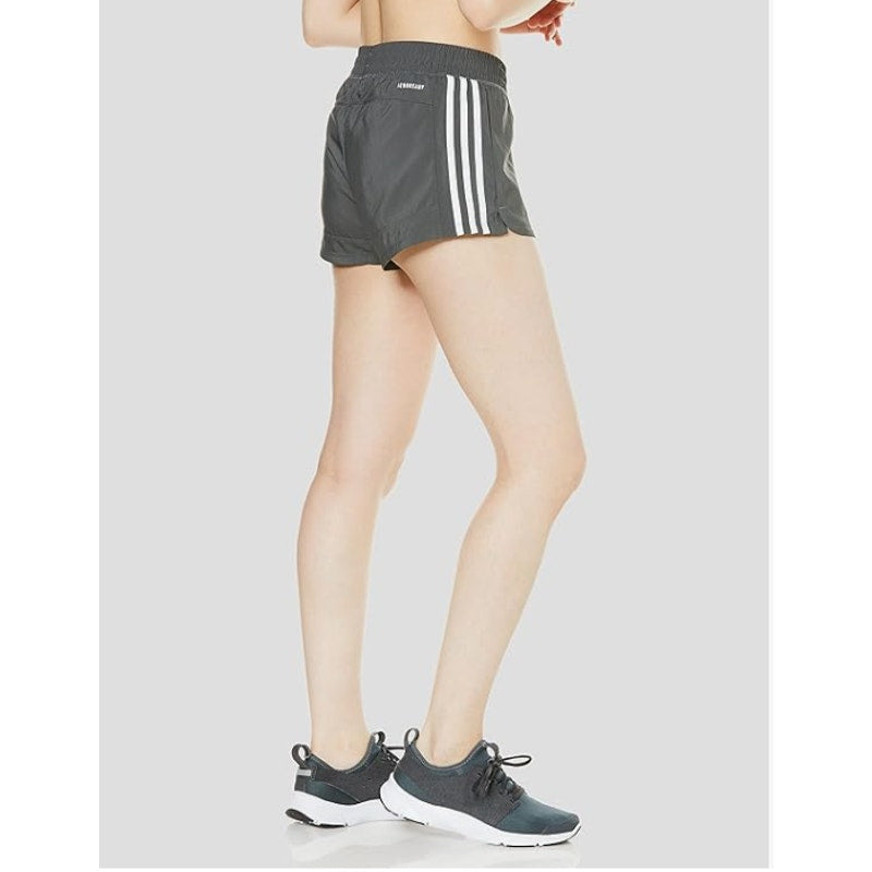 ADIDAS Women's Pacer 3-Stripes Athletic Shorts Large Grey White NWT