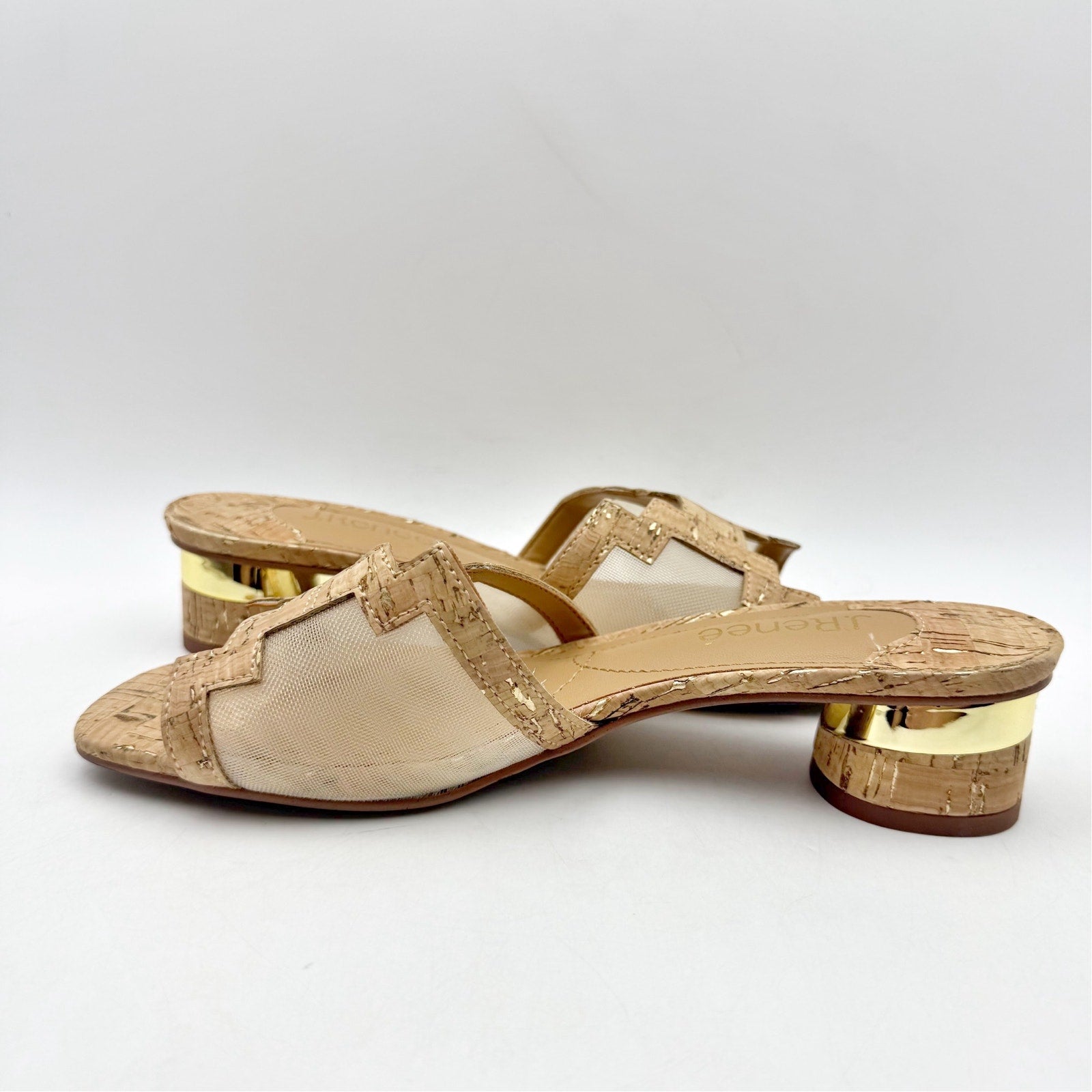 J. Renee Womens Amorra Heeled Sandals US 7.5 M Natural Gold NWOB