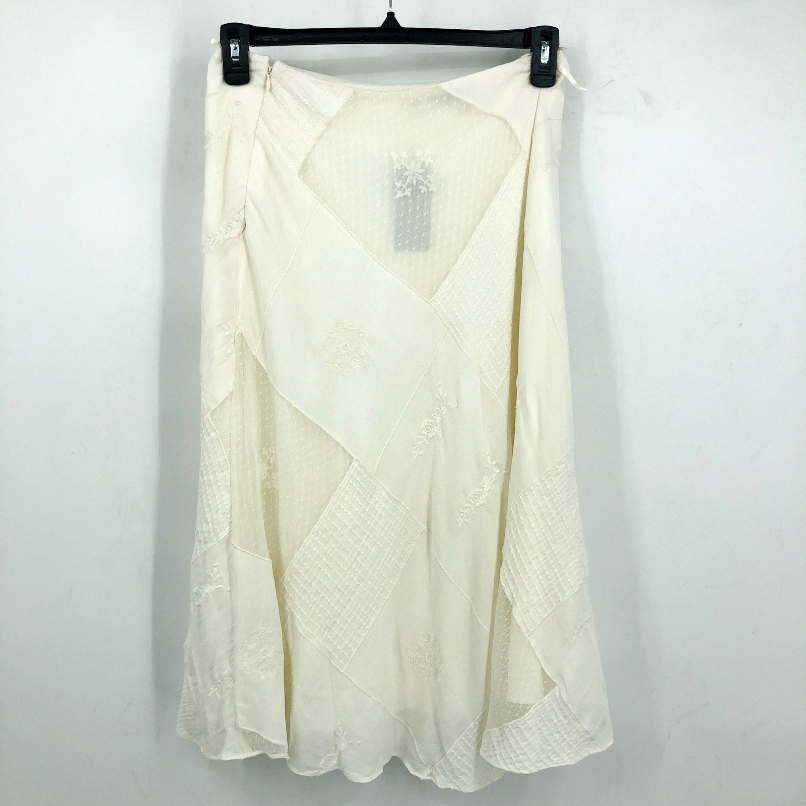 LAUREN RALPH LAUREN Women's Mesh Lace Midi Flared Skirt Size 6 White