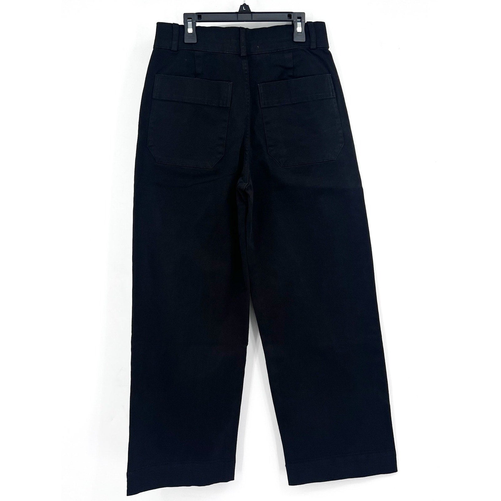 EVERLANE Womens Organic Wide-Leg Crop Pants Size 6 Black Chino Stretch Twill NWT