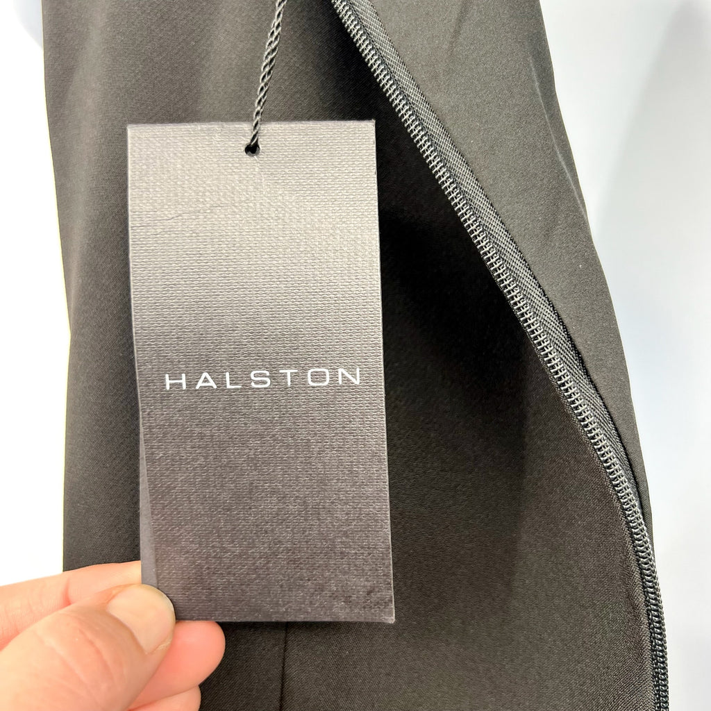 HALSTON Women's Jacklyn Dress In Crepe & Satin Size 2 Black Sleeveless NWT