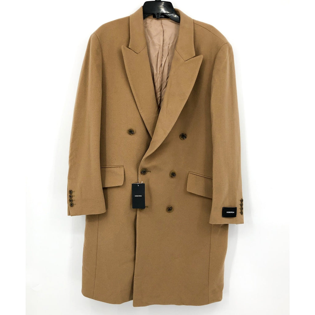 Nordstrom Mens Double Breasted Overcoat Medium Tan Dale Wool Cashmere NWT