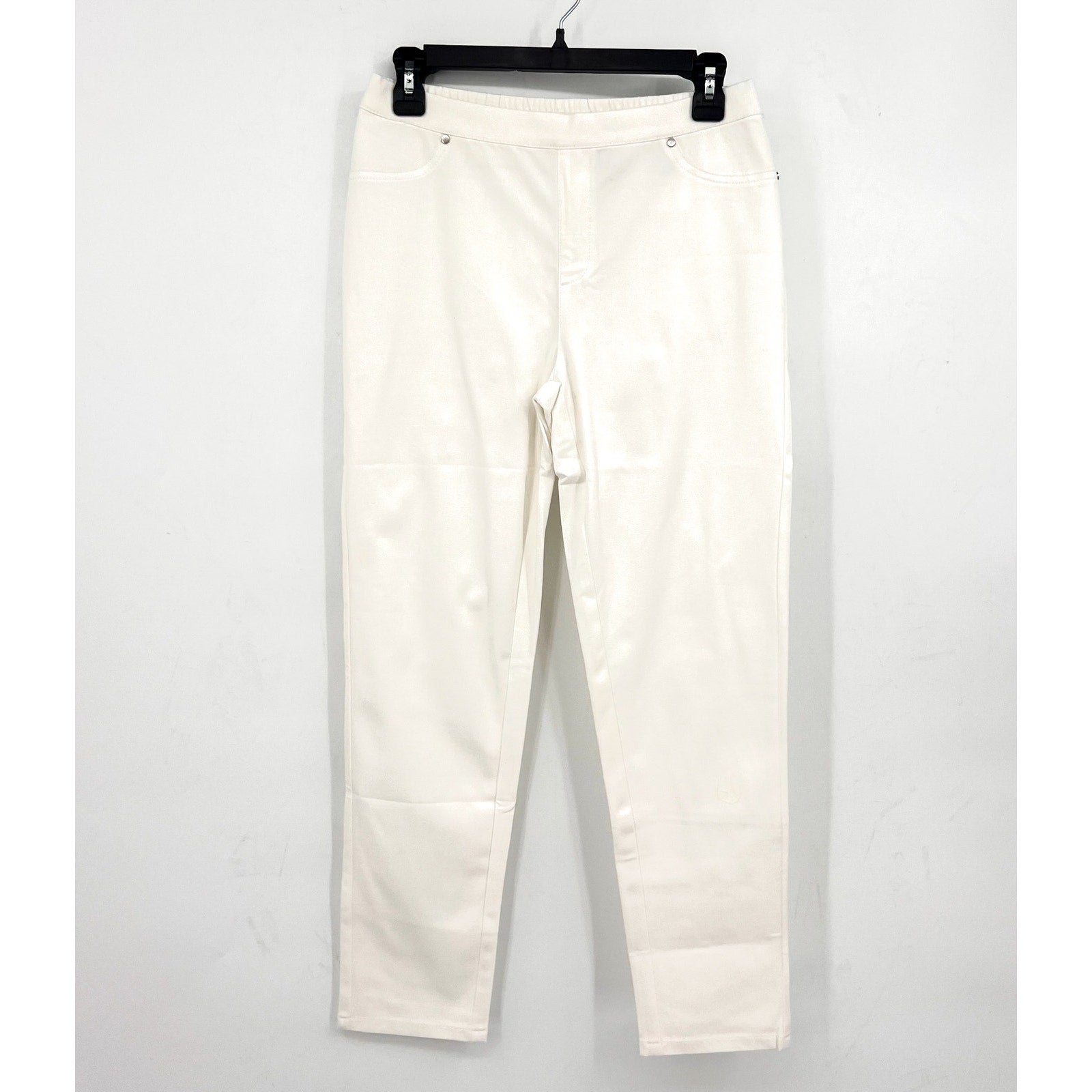 H BY HALSTON Womens Ultra Knit Pull-On Ankle Pants Size 2 White Slim Leg NWOT