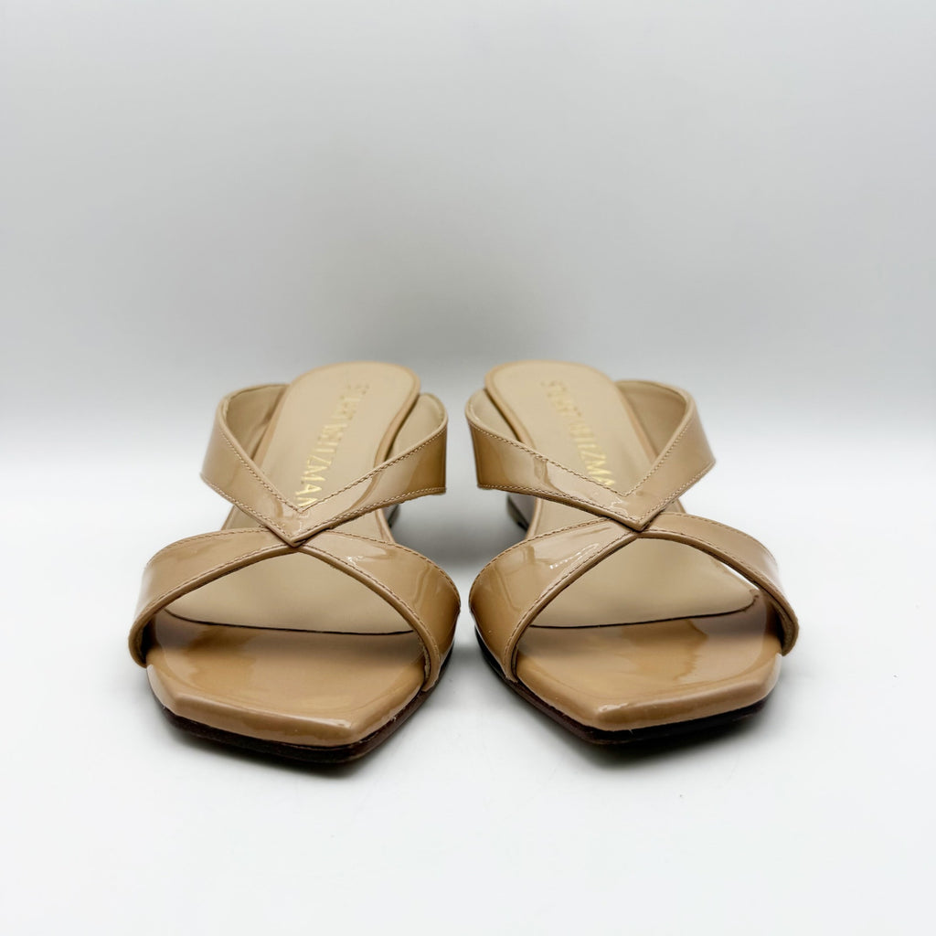 Stuart Weitzman Womens Miami 50 Wedge Slide Sandals Size 7.5 Tan Leather NIB