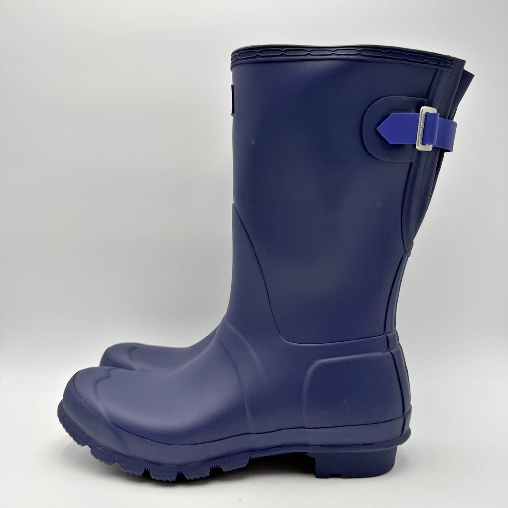 Hunter Womens Original Short Rain Mid Boots US 8 EU 39 Navy Blue Waterproof NWOB