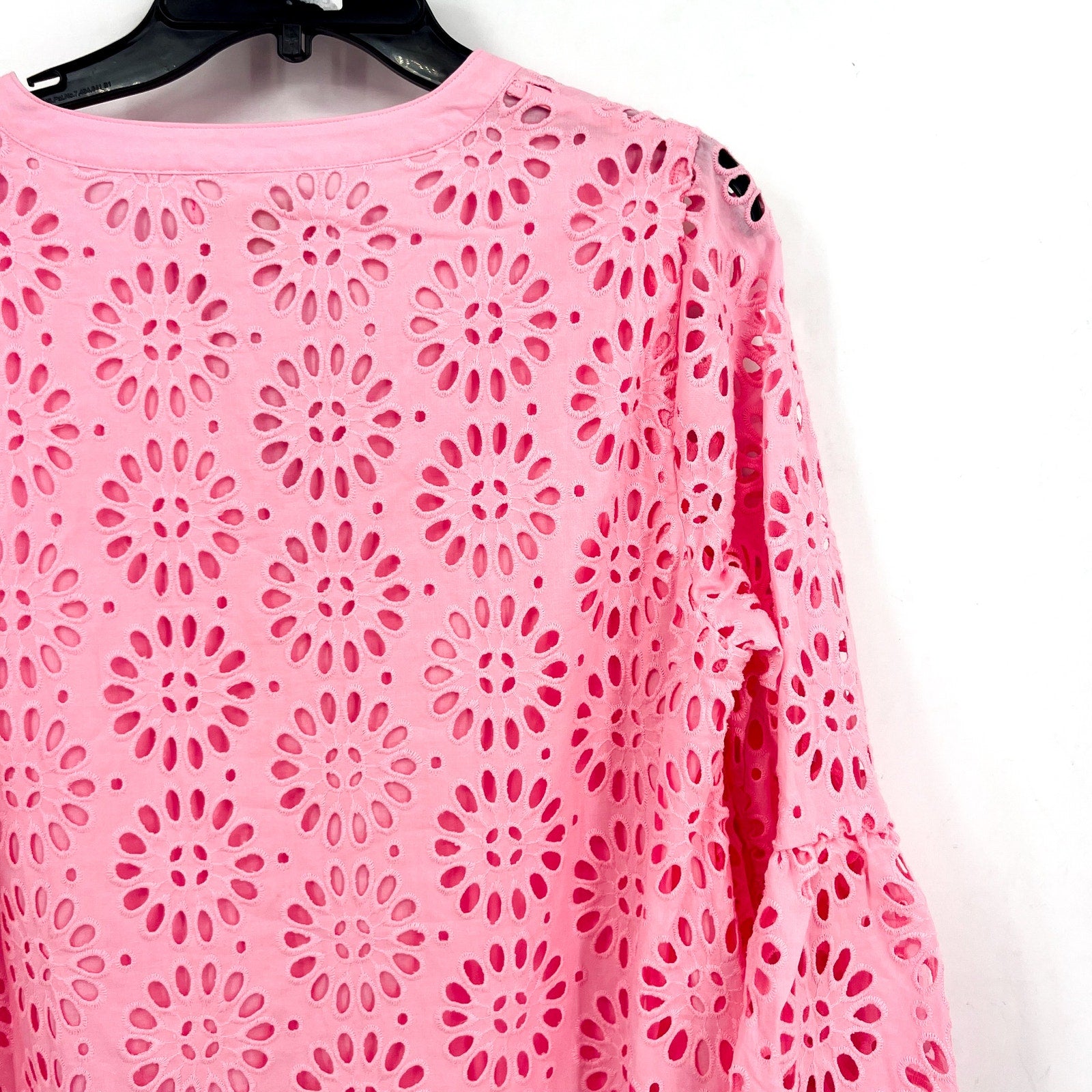 LILLY PULITZER Womens Bekah Eyelet Mini Dress Large Pink Peony Ruffle Hem NWOT