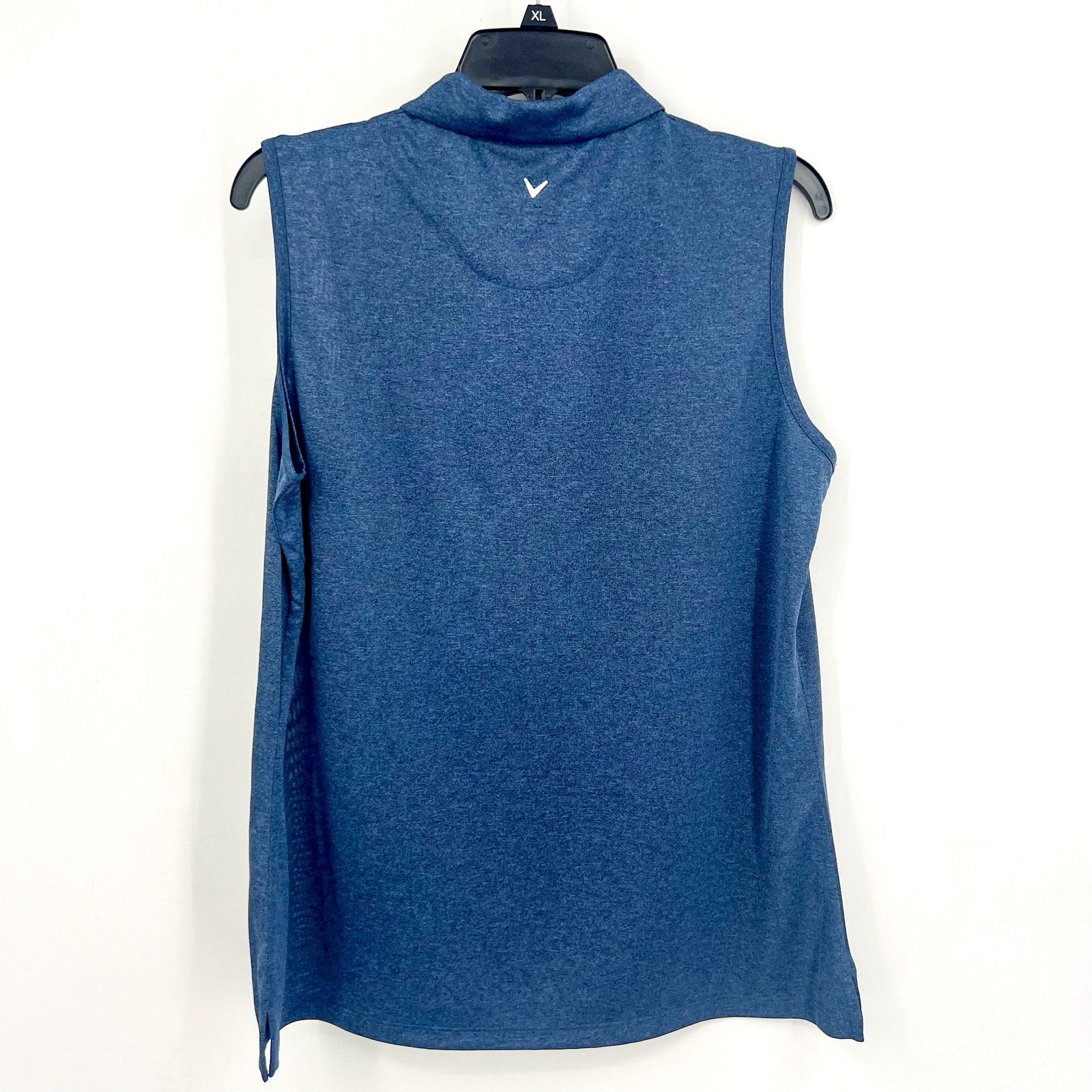 CALLAWAY Women's 1/4 Zip Sleeveless Polo Shirt Large Blue True Navy Heather NWT