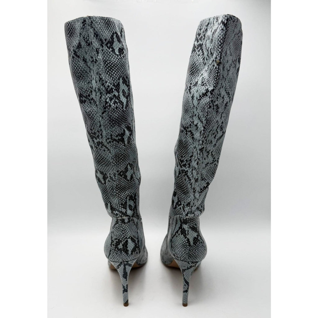 Steve Madden Womens Kinga Heeled Knee High Boots Size 10 EU 40 Blue Snake NWOB