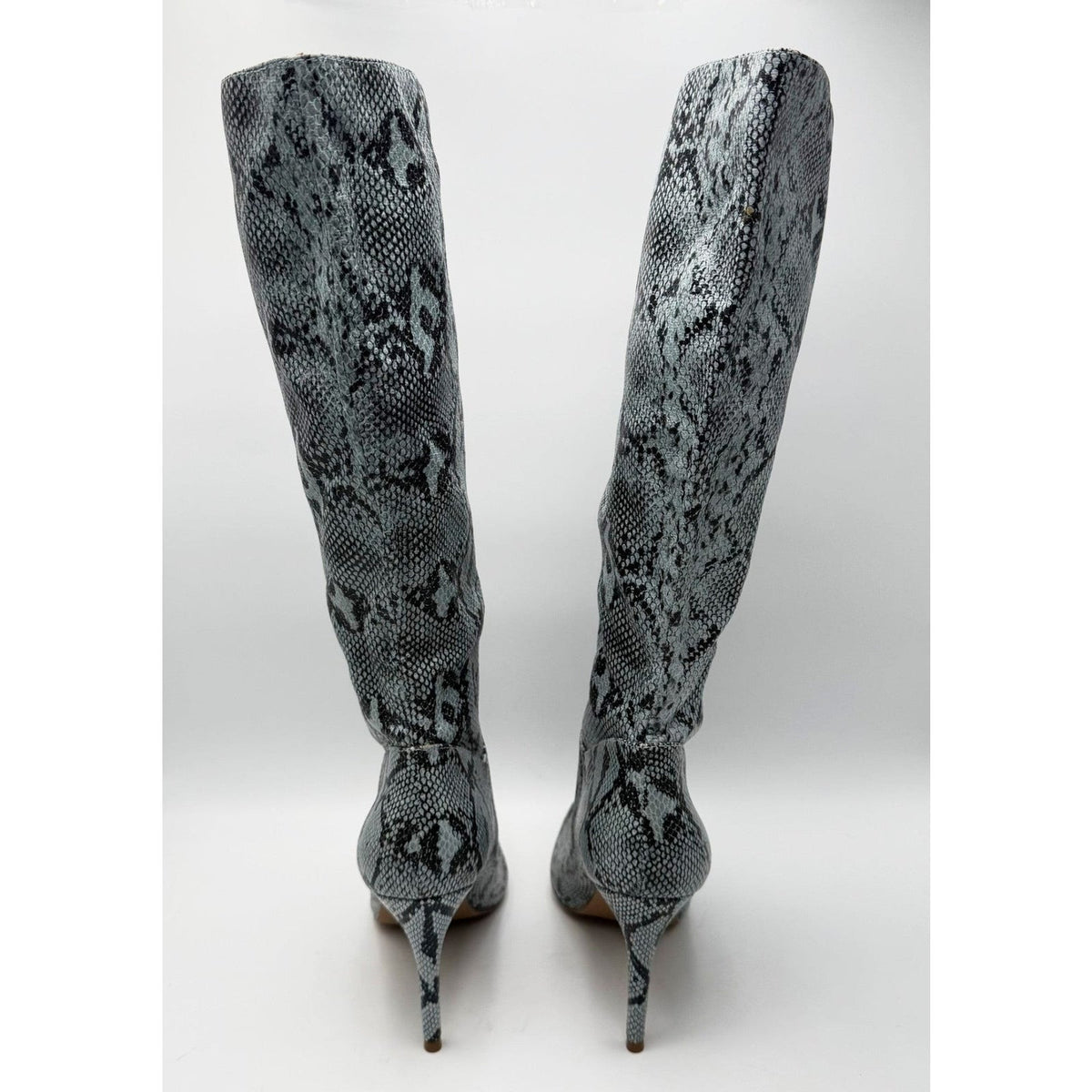 Steve Madden Womens Kinga Heeled Knee High Boots Size 10 EU 40 Blue Snake NWOB