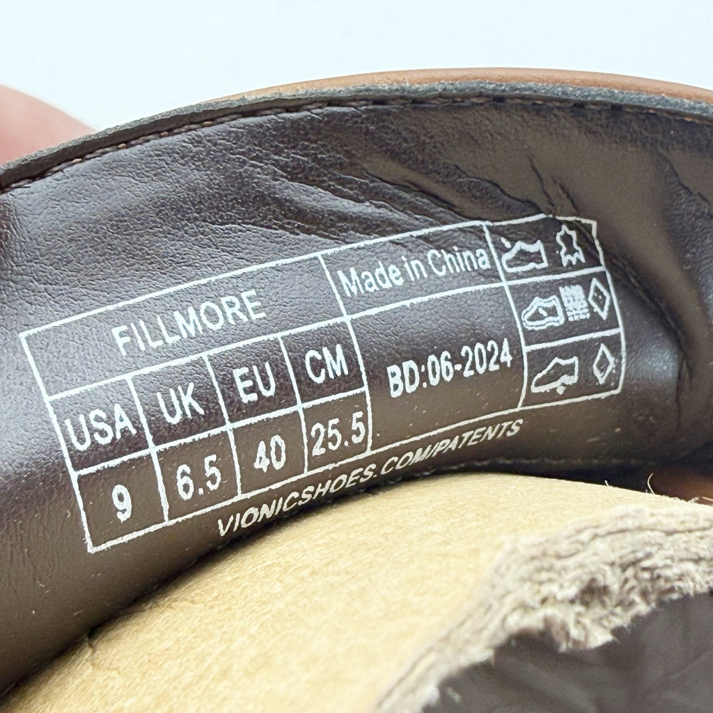 Vionic Womens Fillmore Lug Loafers US 9 EU 40 Brown Leather NIB