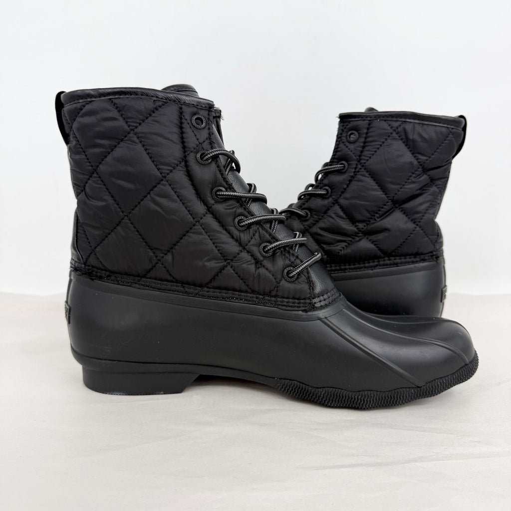 SPERRY Mens Saltwater Quilted Duck Rain Boots US 12 Black Water Resistant NWOB