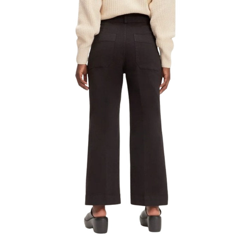 EVERLANE Women's Organic Kick Flare Pants Size 6 Black Stretch Twill NWT