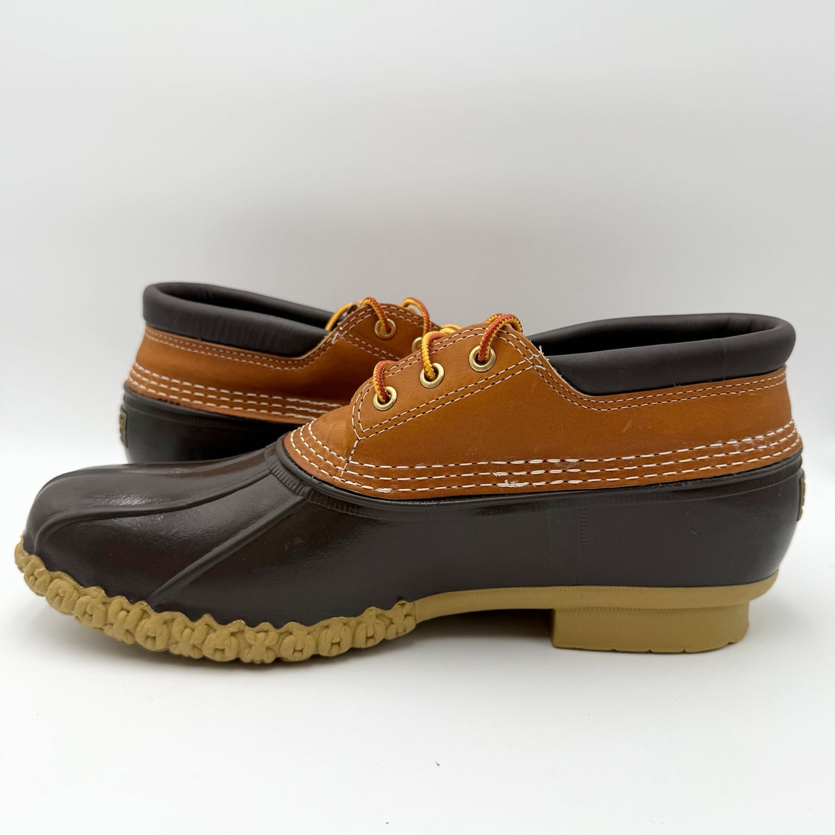 L.L.Bean Mens Gumshoe Ankle Booties Size 12 Brown Leather Rubber Waterproof NIB