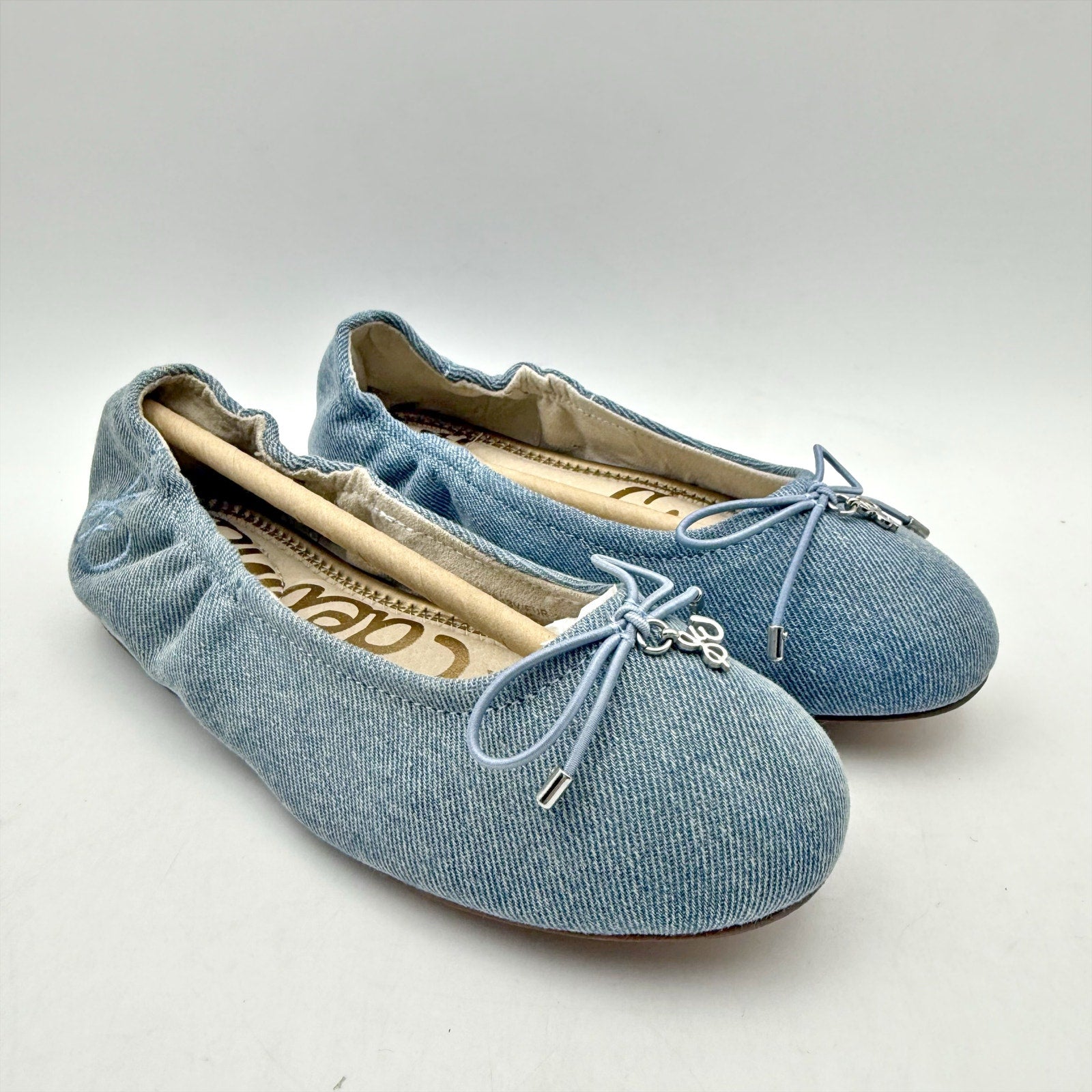 Sam Edelman Kids Felicia Ballet Flats US 13 M EU 31 Blue Denim Leather NIB