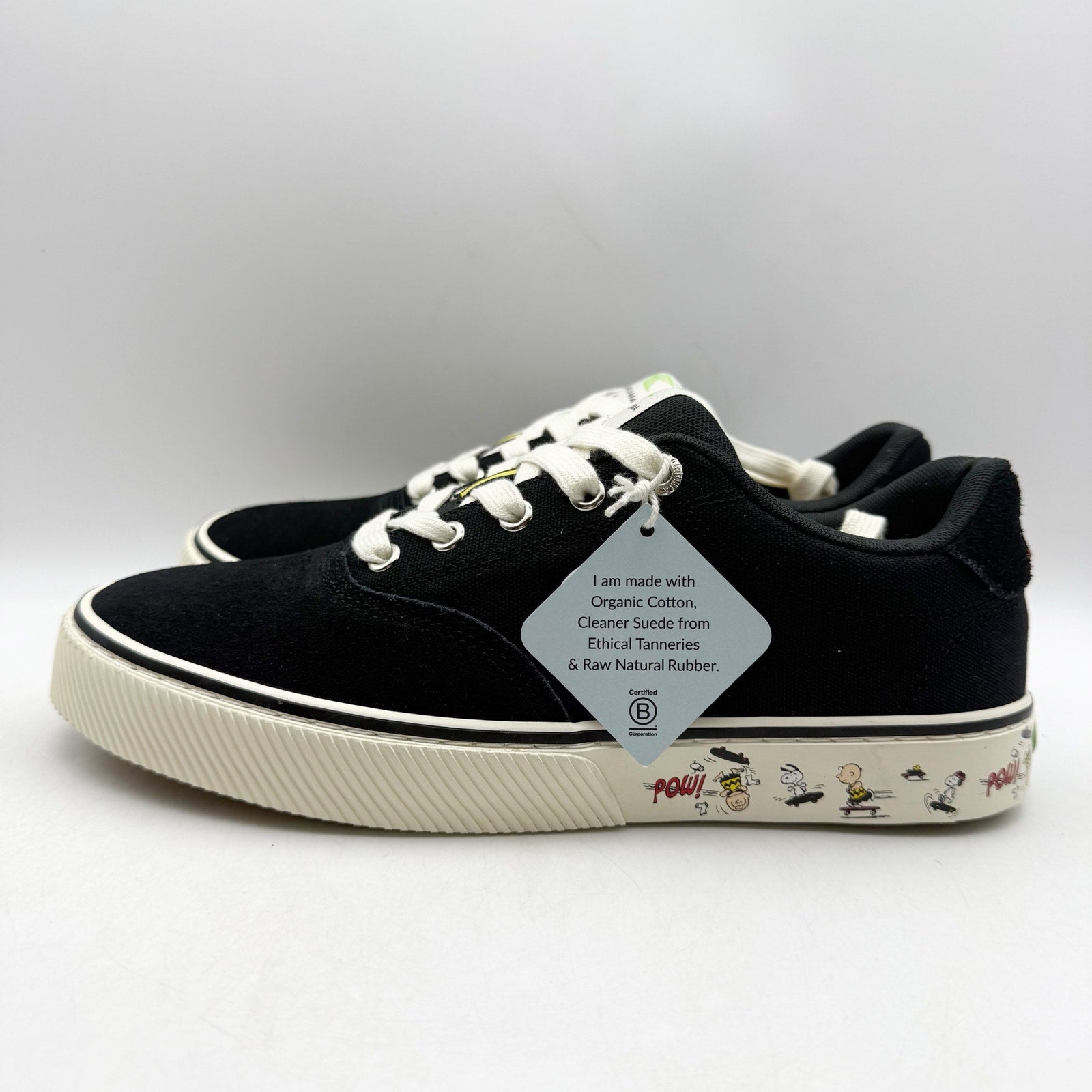 Cariuma Womens Peanuts Naioca Pro Skate Sneakers US 8.5 Black Canvas NIB