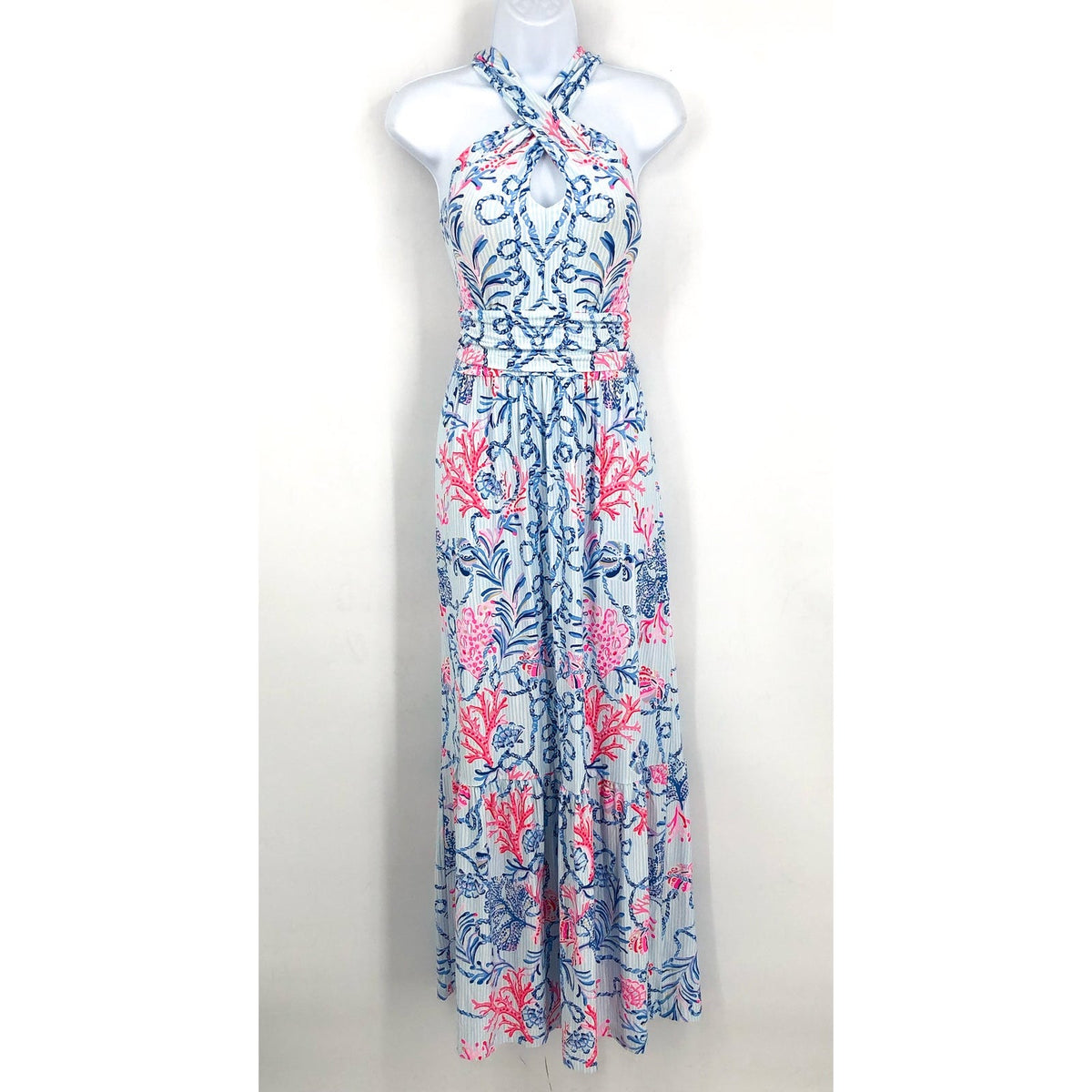 LILLY PULITZER Women's Montecito Halter Maxi Dress Large Multi Naut Today NWOT
