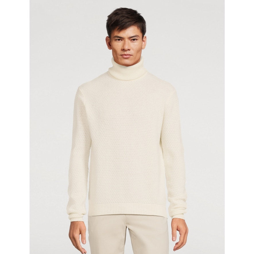 JACK VICTOR Men's Renfrew Turtleneck Sweater XL White Ecru Cashmere Wool NWT