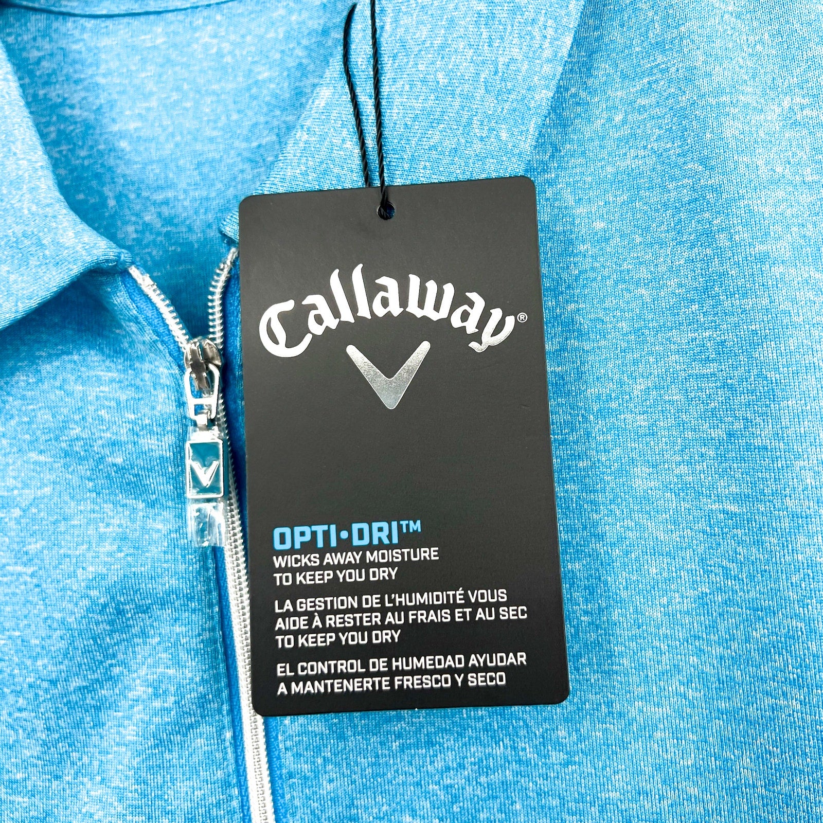 CALLAWAY Womens Polo Shirt Small Vivid Blue Heather 1/4 Zip Sleeveless NWT
