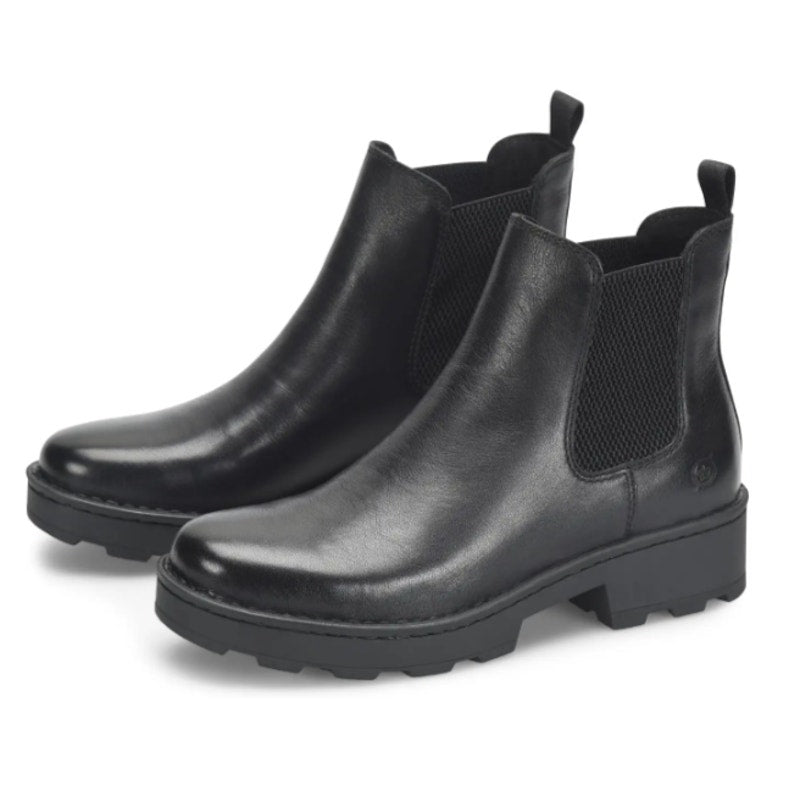 BORN Womens Verona Chelsea Ankle Boots Size 6.5 M EU 37 Black Leather NIB