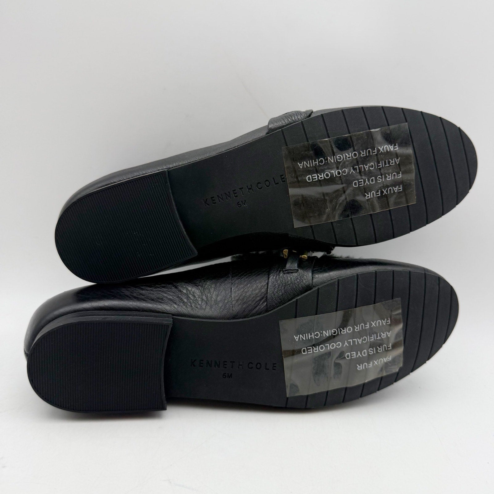 Kenneth Cole Womens Wilda Loafer US 6 M Black Grey Faux Fur NIB