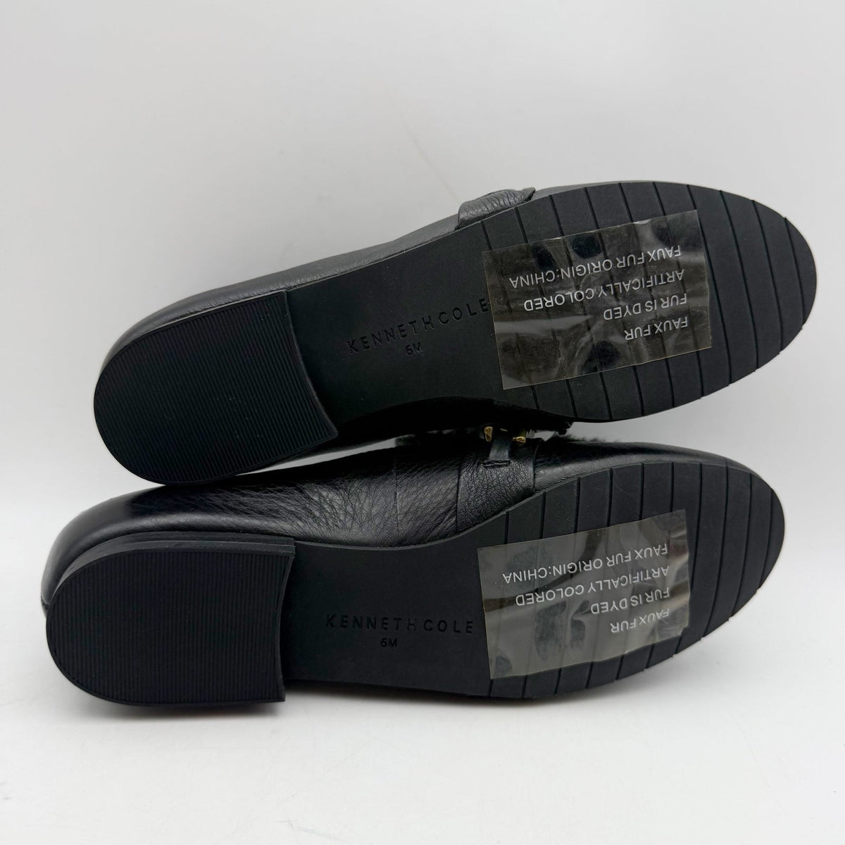 Kenneth Cole Womens Wilda Loafer US 6 M Black Grey Faux Fur NIB