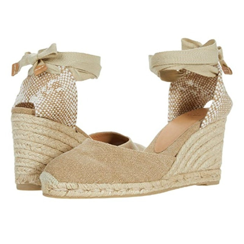CASTANER Women's Carina 80 Wedge Espadrille Shoe Size US 7.5 EU 38 Tan/Sand
