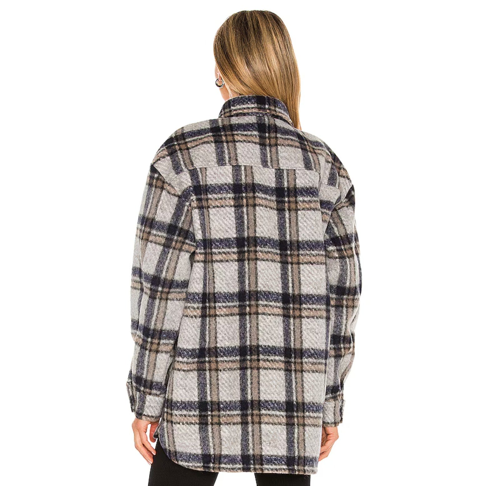 BARDOT Women Checked Flannel Shirt Jacket Small Blue Check NWT