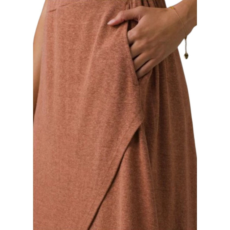 PRANA Women's Tidal Wave Midi Skirt XL Terra Orange High Low Stretch Knit NWT