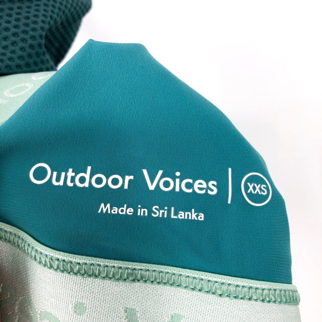 OUTDOOR VOICES Women's Doing Things Bra XXS Blue Green Racerback NWT