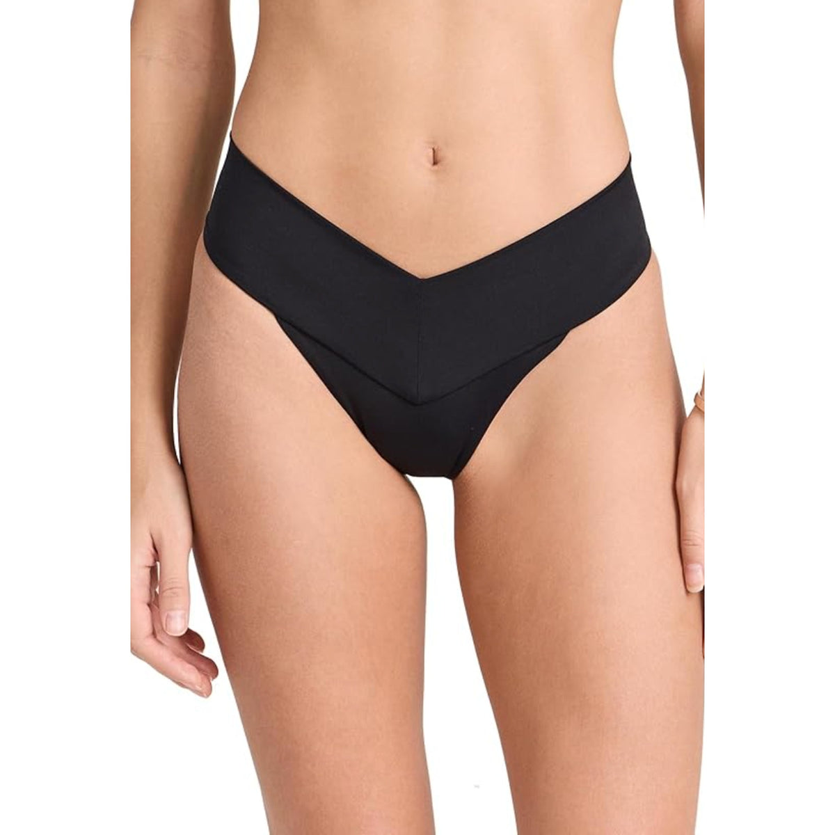 L*SPACE Women's Quinn Classic Bikini Bottom Small Black V Front NWT